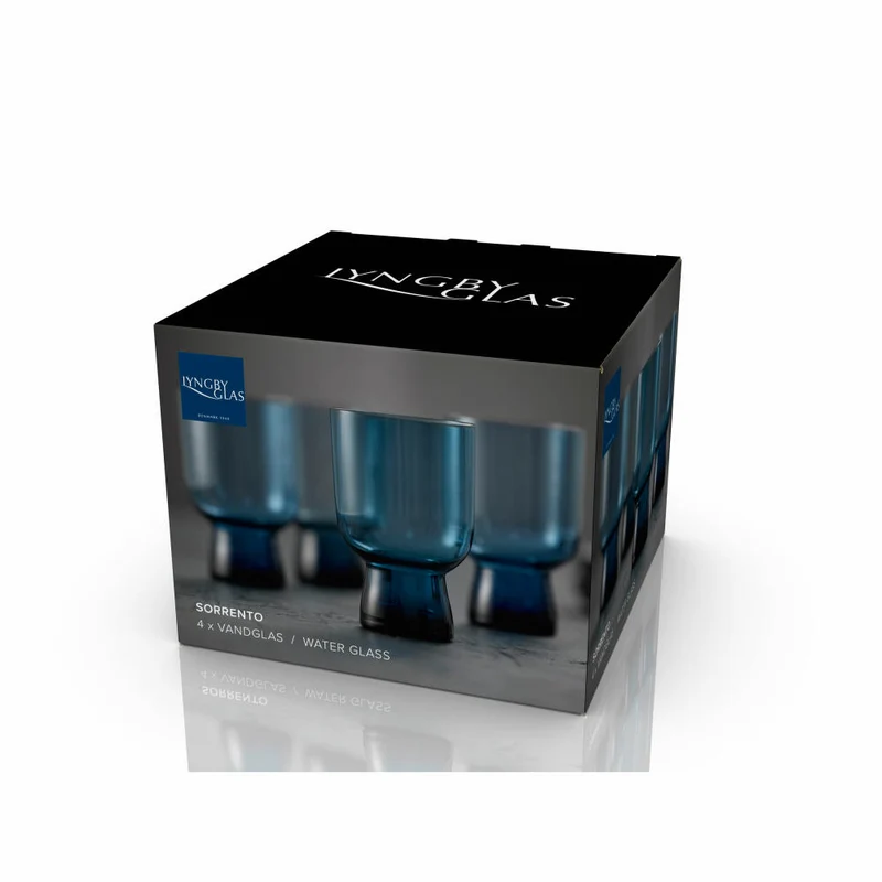Lyngby Glas Wasserglas Sorrento 4er Set, Becher, Glas, Blau, 300 ml, 32745