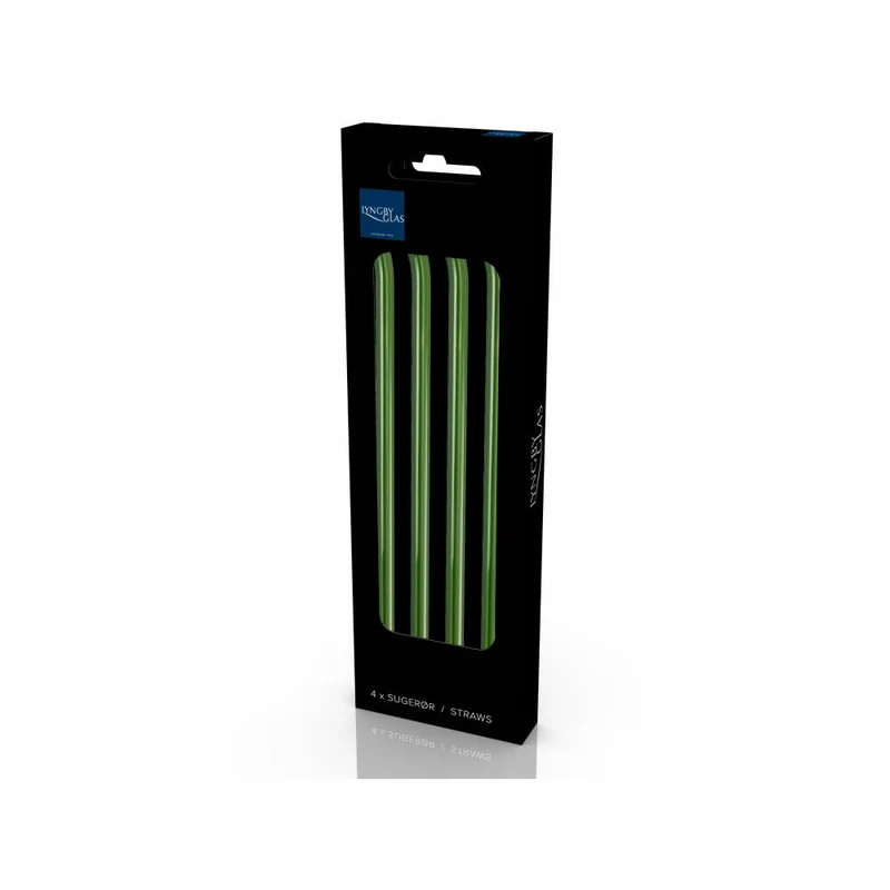 Lyngby Glas Trinkhalm geknickt 4er Set, Glashalme, Glas, Grün, 21.5 cm, 32762