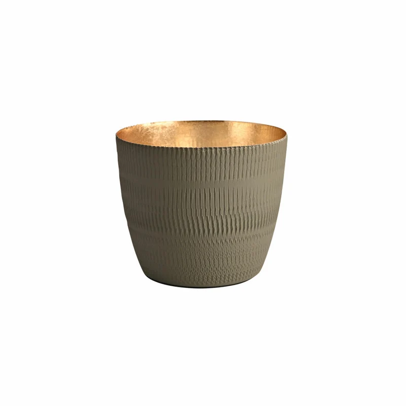Gift Company Windlicht Madras M, Teelichthalter, Kerzenhalter, Eisen, Struktur matt, Olive / Gold, H 8.5 cm, 1148904051