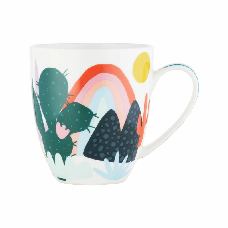 Maxwell & Williams RJ Sunset Becher Kaktus, Kaffeebecher, Teetasse, Tasse, in Geschenkbox, Porzellan, 510 ml, DX1329