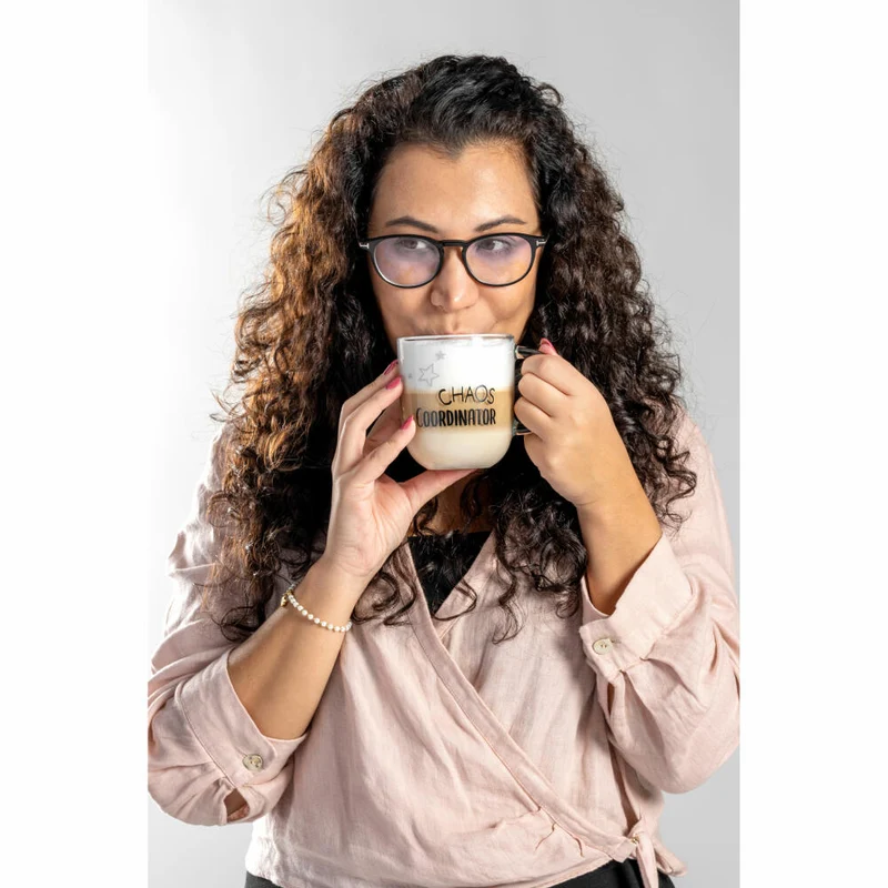 Leonardo Tasse Ufficio Chaos Coordinator, Kaffeetasse, Becher, Glastasse, Kalk-Natron-Glas, 400 ml, 047081