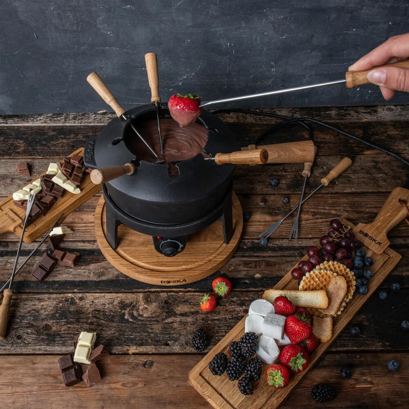 Boska Elektrisches Fondue-Set Pro, Fonduetopf, Gusseisen, Schwarz, 2.2 Liter, 853560