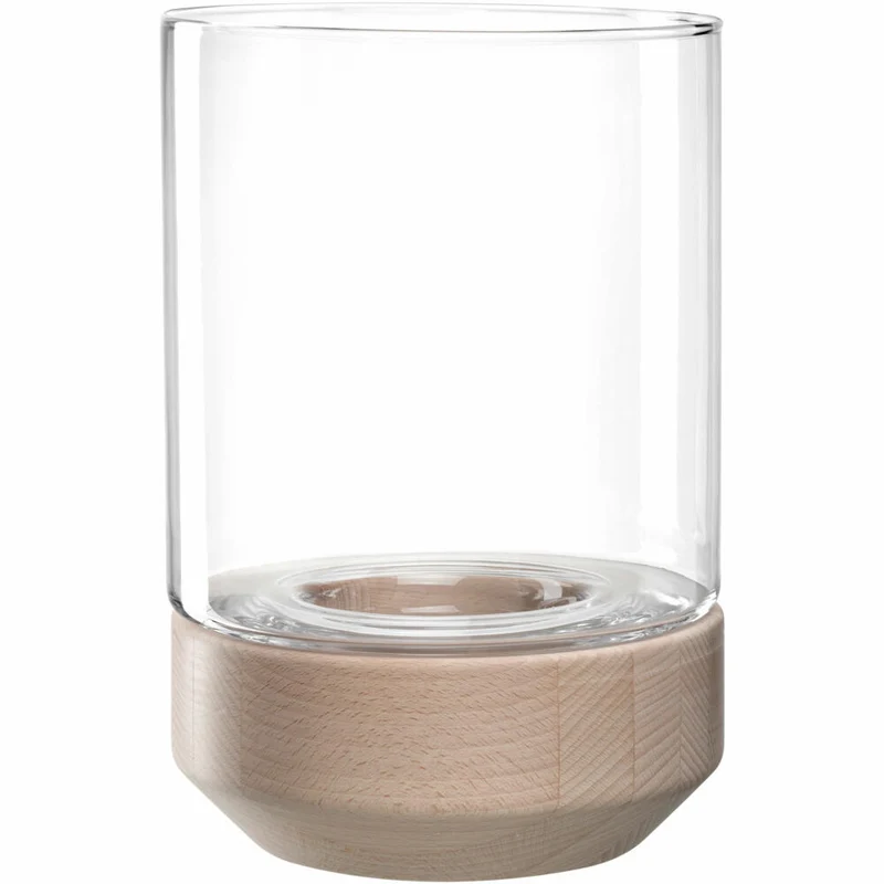 Leonardo Windlicht Legno, auf Holzsockel, Kerzenständer, Kerzenhalter, Glas / Holz, H 30 cm, 084751