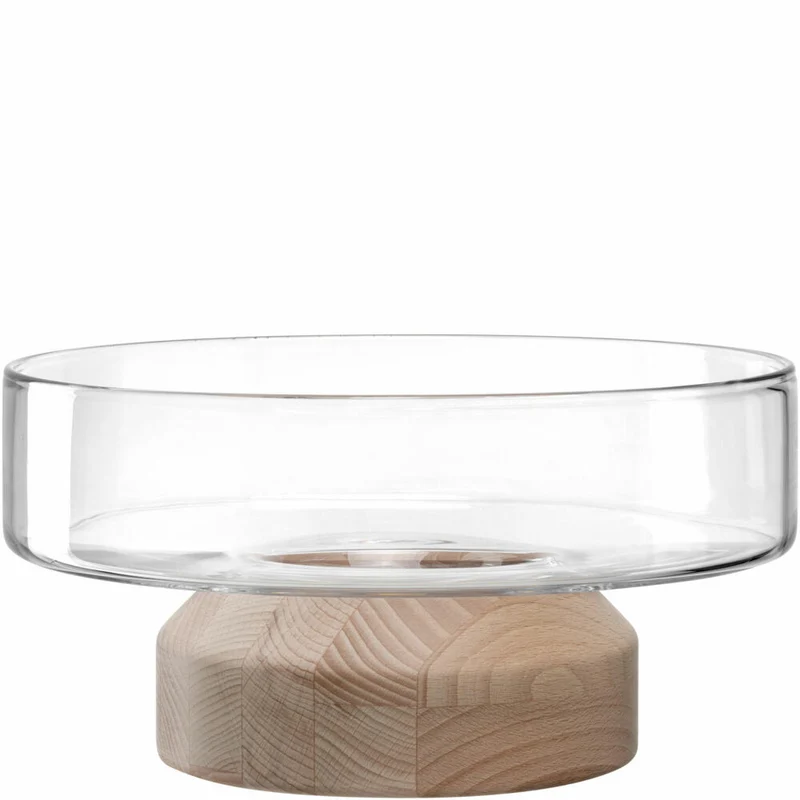 Leonardo Schale Legno, auf Holzsockel, Dekoschale, Obstschale, Schüssel, Holz / Glas, Ø 26.5 cm, 084752