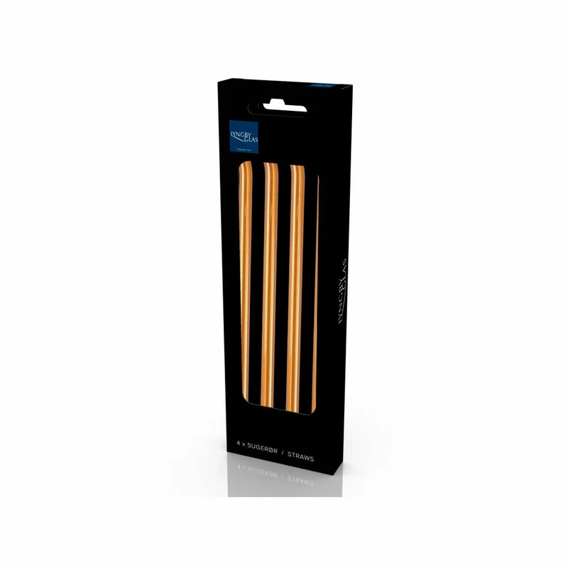 Lyngby Glas Trinkhalm geknickt Amber 4er Set, Glashalme, Glas, Braun, 21.5 cm, 32764