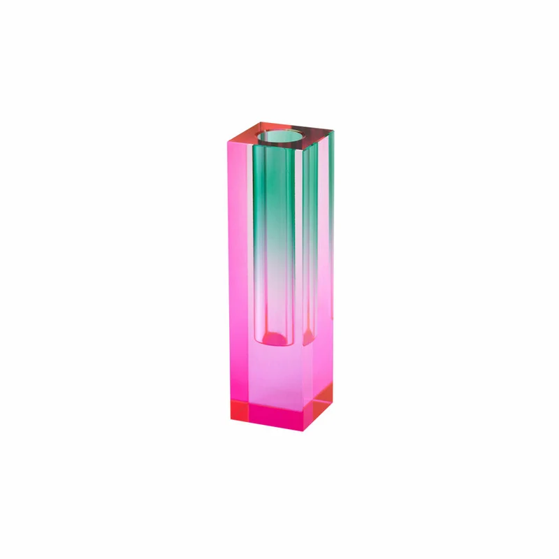 Gift Company Vase Sari, Dekovase, Blumenvase, Kristallglas, Pink / Grün, H 14 cm, 1127603013