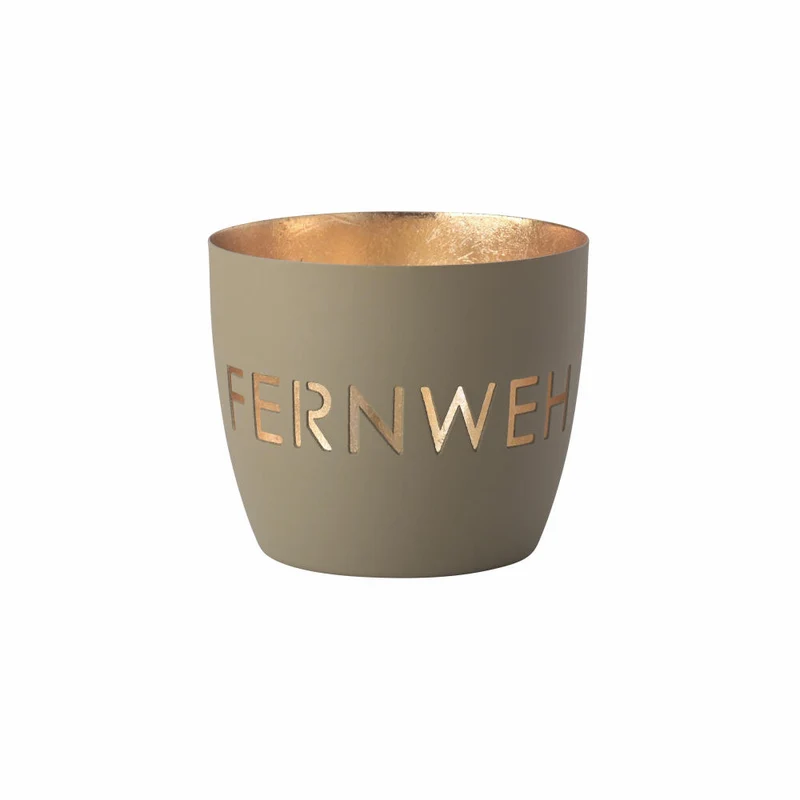 Gift Company Windlicht Madras Fernweh M, Teelichthalter, Kerzenhalter, Eisen, sandstone / Gold, H 8.5 cm, 1155404029