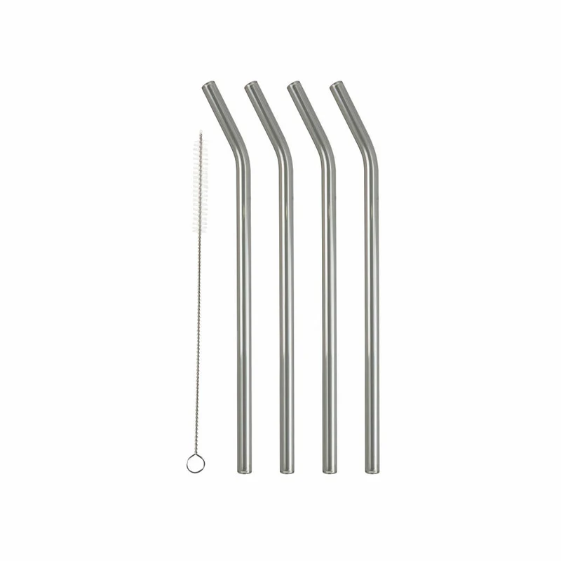 Lyngby Glas Trinkhalm geknickt Smoke 4er Set, Glashalme, Glas, Grau, 21.5 cm, 32765