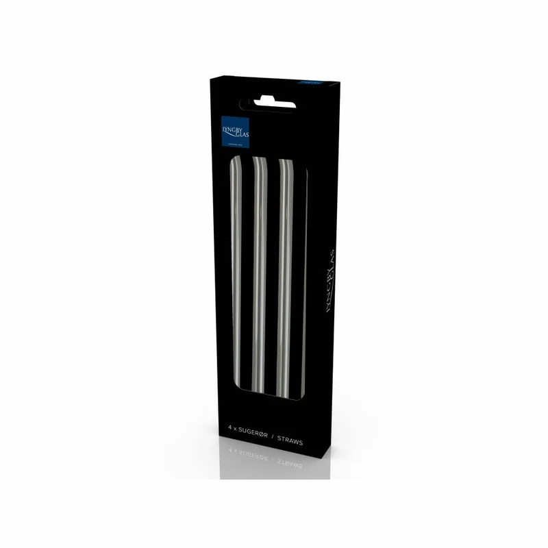 Lyngby Glas Trinkhalm geknickt Smoke 4er Set, Glashalme, Glas, Grau, 21.5 cm, 32765