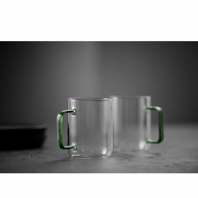 Lyngby Glas Glasbecher Torino 2er Set, Henkelbecher, Glas, Grün, 400 ml, 32768