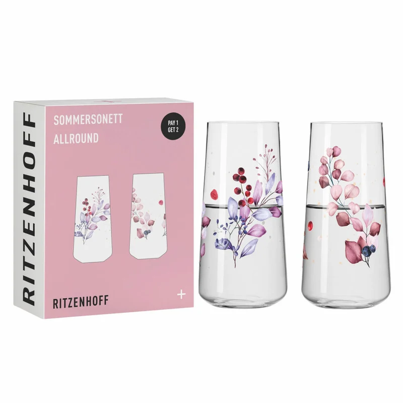 Ritzenhoff Universalglas 2er-Set Sommersonett F23, Carolin Oliveira, Kristallglas, 614 ml, 6241001
