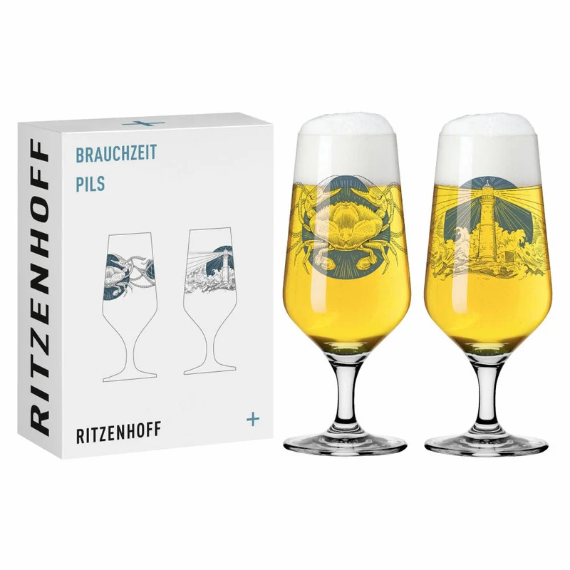 Ritzenhoff Bierglas 2er-Set Brauchzeit 007, 008, Philip Harris, Kristallglas, 374 ml, 3471004