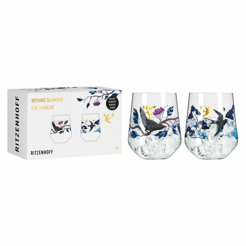 Ritzenhoff Ginglas 2er-Set Botanic Glamour 002, Joyanne Horscroft, Kristallglas, 710 ml, 3801002