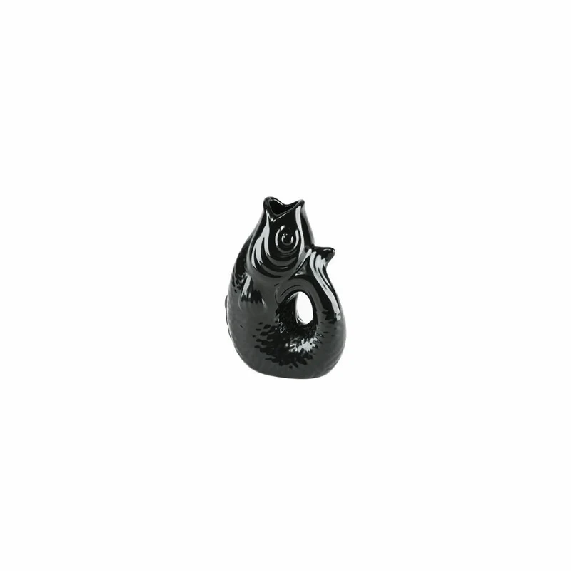 Gift Company Vase Monsieur Carafon XS, Dekovase in Fisch-Form, Steingut, Schwarz, 13 cm, 1087402002