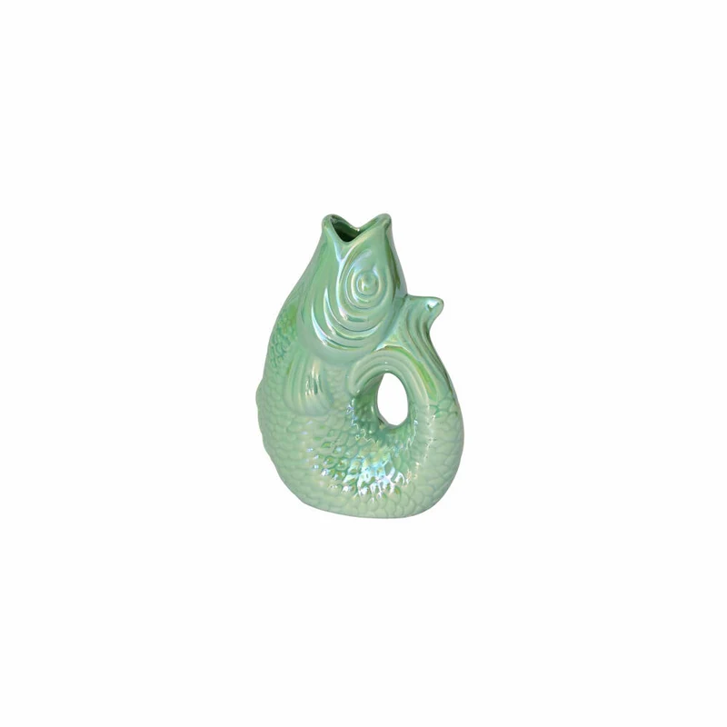 Gift Company Vase Monsieur Carafon XS, Dekovase in Fisch-Form, Steingut, Rainbow Mint, 13 cm, 1087402092