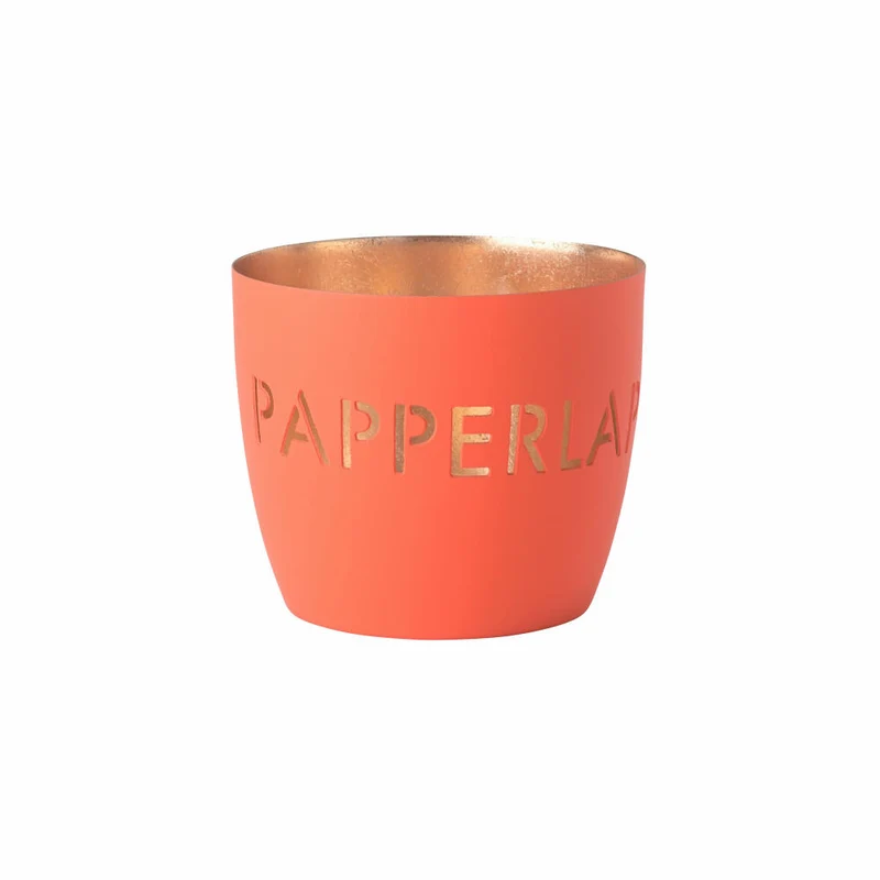 Gift Company Windlicht Madras Papperlapapp M, Teelichthalter, Kerzenhalter, Eisen, neon orange / Gold, H 8.5 cm, 1156804085