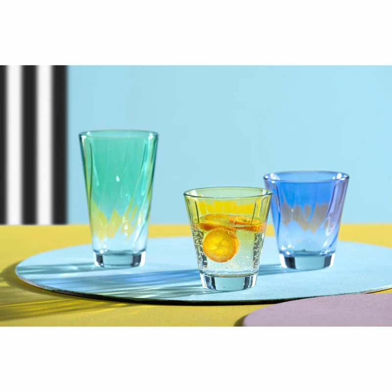 Leonardo Trinkglas Twist, Wasserglas, Saftglas, Kalk-Natron-Glas, Gelb, 215 ml, 046966
