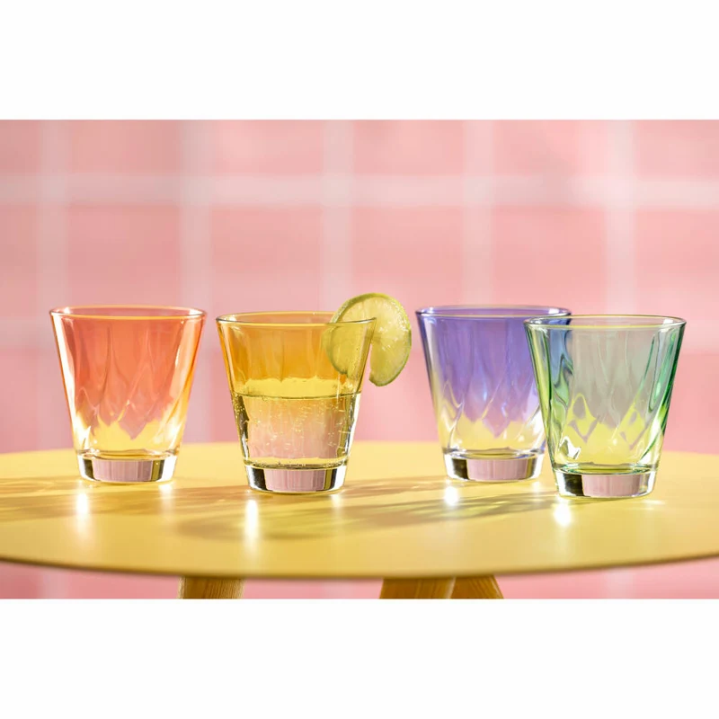 Leonardo Trinkglas Twist, Wasserglas, Saftglas, Kalk-Natron-Glas, Rot, 215 ml, 046969