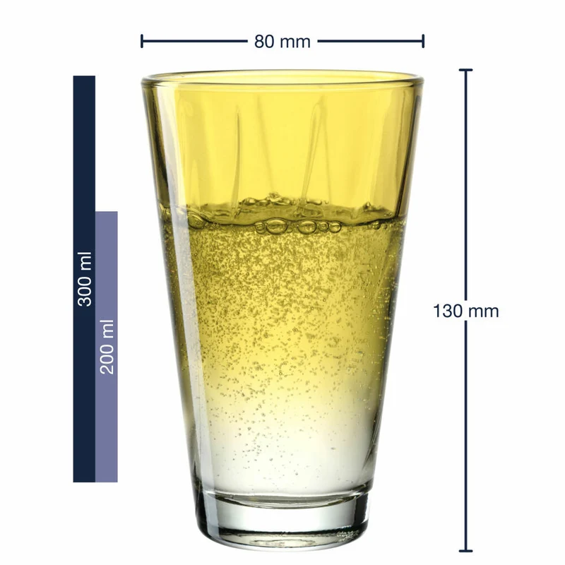 Leonardo Trinkglas Twist, Wasserglas, Saftglas, Kalk-Natron-Glas, Gelb, 300 ml, 046970