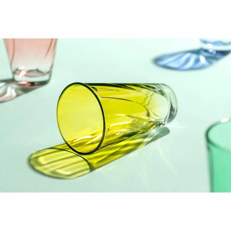 Leonardo Trinkglas Twist, Wasserglas, Saftglas, Kalk-Natron-Glas, Gelb, 300 ml, 046970