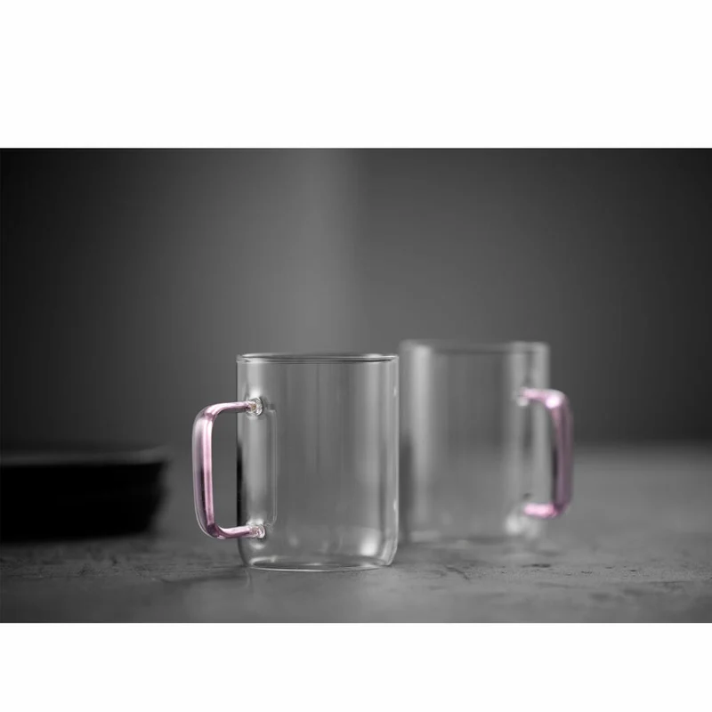 Lyngby Glas Glasbecher Torino 2er Set, Henkelbecher, Glas, Pink, 400 ml, 32769