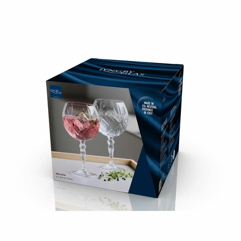 Lyngby Glas Gin & Tonic Glas Melodia 4er Set, Kristallglas, Transparent, 650 ml, 33654