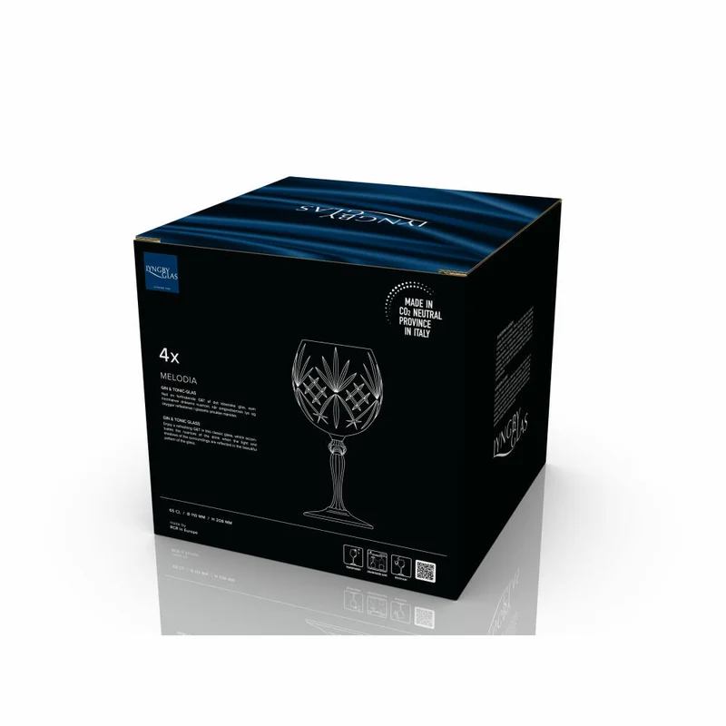 Lyngby Glas Gin & Tonic Glas Melodia 4er Set, Kristallglas, Transparent, 650 ml, 33654