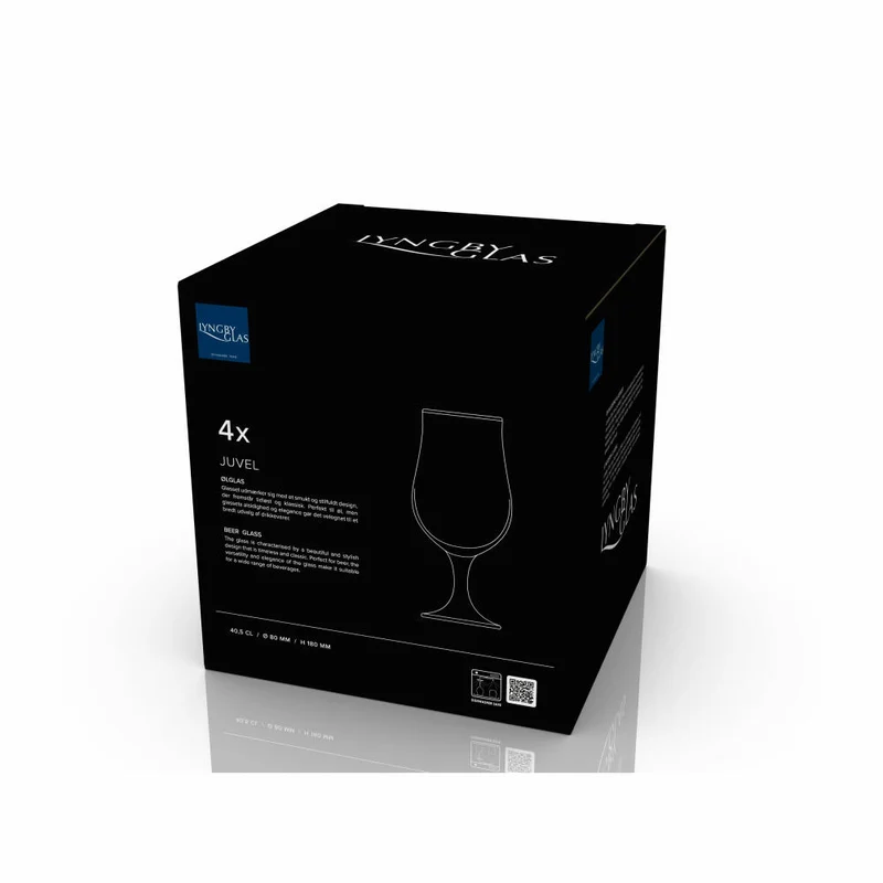 Lyngby Glas Bierglas Juvel 4er Set, Kalk-Soda-Glas, Transparent, 405 ml, 34410
