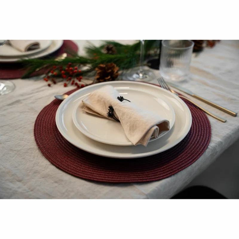 Continenta Tischset Rund, Platzset, Platzdecke, Platzmatte, Kunstfaser, Weinrot, Ø 38 cm, 6629