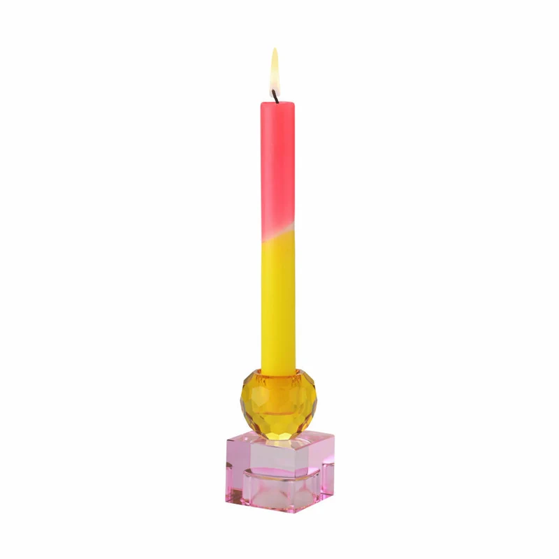 Gift Company Kerzenhalter / Teelichthalter Sari Kugel Cube, Kerzenständer, Glas, Orange / Hellrosa, H 8 cm, 1163001012