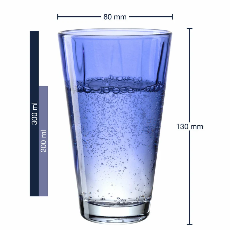 Leonardo Trinkglas Twist, Wasserglas, Saftglas, Kalk-Natron-Glas, Blau, 300 ml, 046971