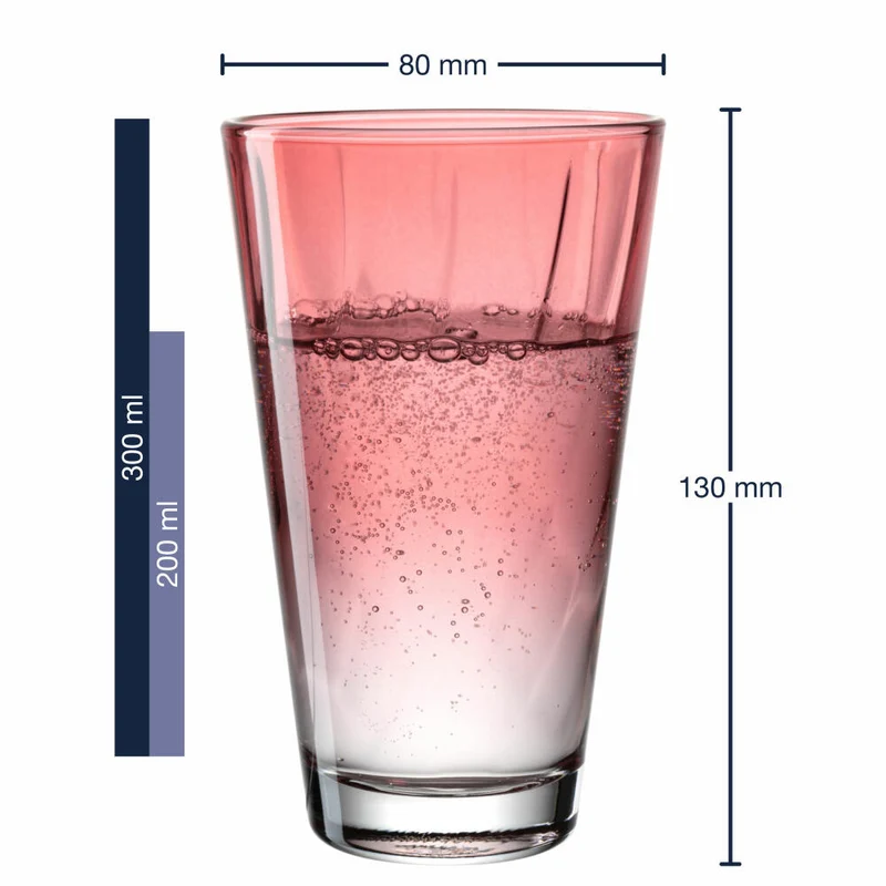 Leonardo Trinkglas Twist, Wasserglas, Saftglas, Kalk-Natron-Glas, Rot, 300 ml, 046973