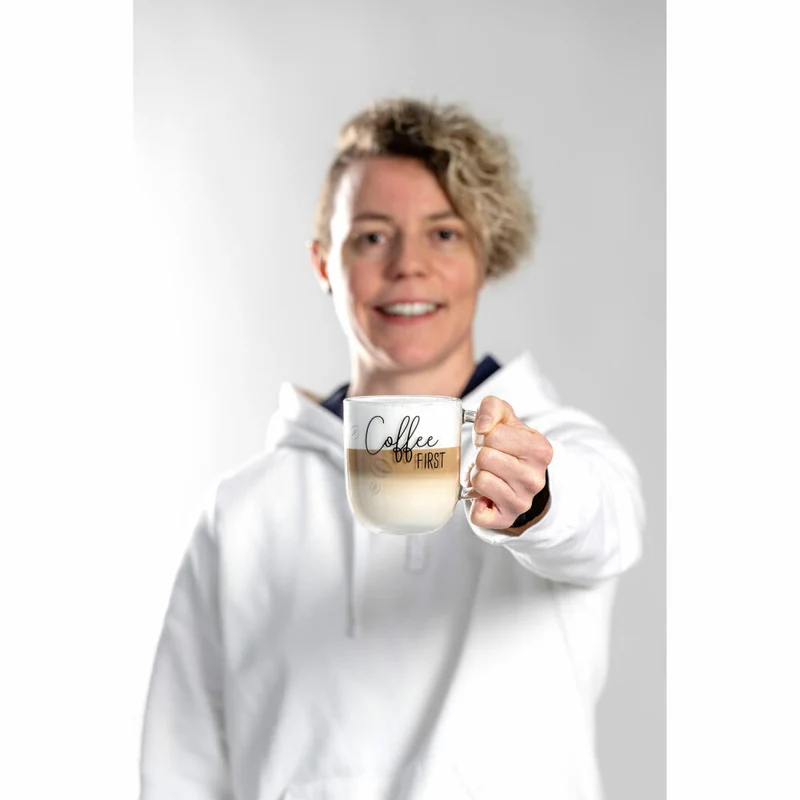 Leonardo Tasse Ufficio Coffee First, Kaffeetasse, Becher, Glastasse, Kalk-Natron-Glas, 400 ml, 047077