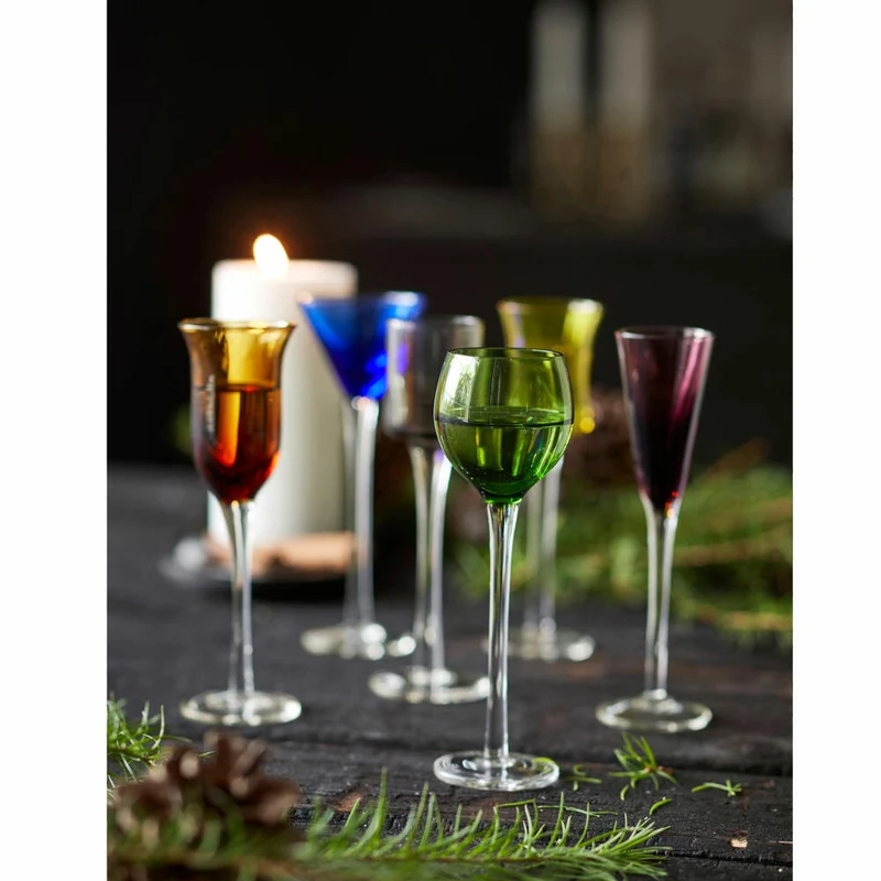 Lyngby Glas Schnapsglas-Set 6-tlg., Stielgläser für Spirituosen, Glas, Bunt, 916208