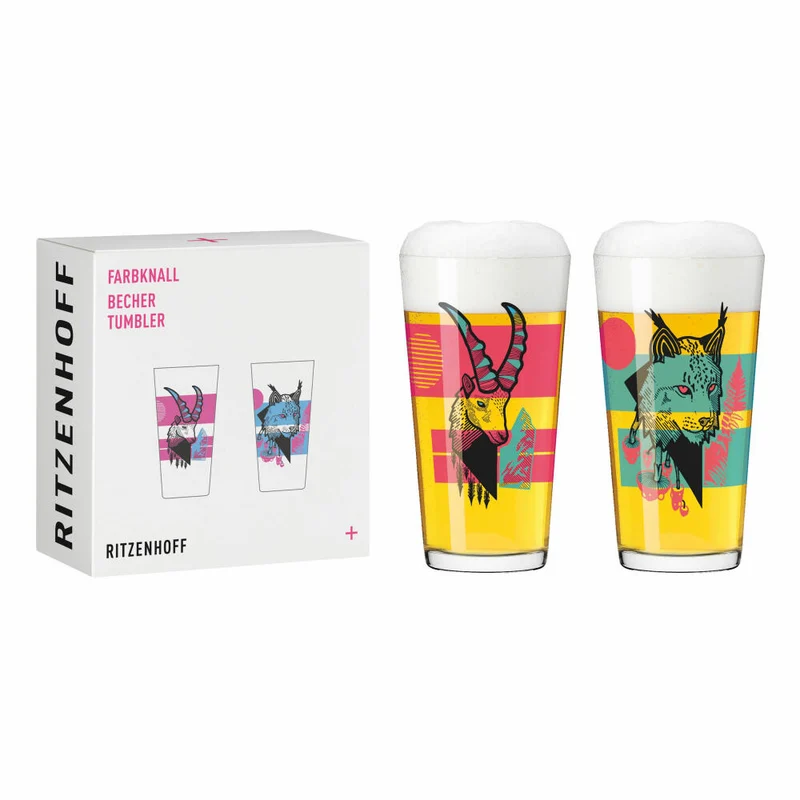 Ritzenhoff Trinkbecher Farbknall 2er-Set 003, Becher, Daniel Fatemi , Kristallglas, 432 ml, 3491003