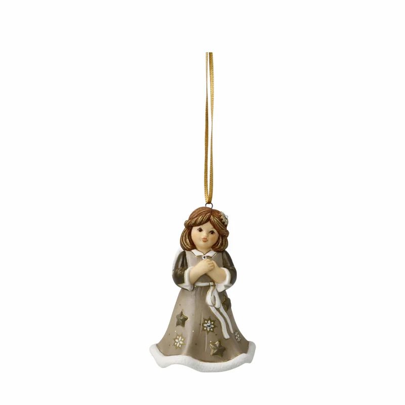 Goebel Engel Jahresengel Glöckchen 2024, Porzellan, Walnuss, Jahresedition, 66505781