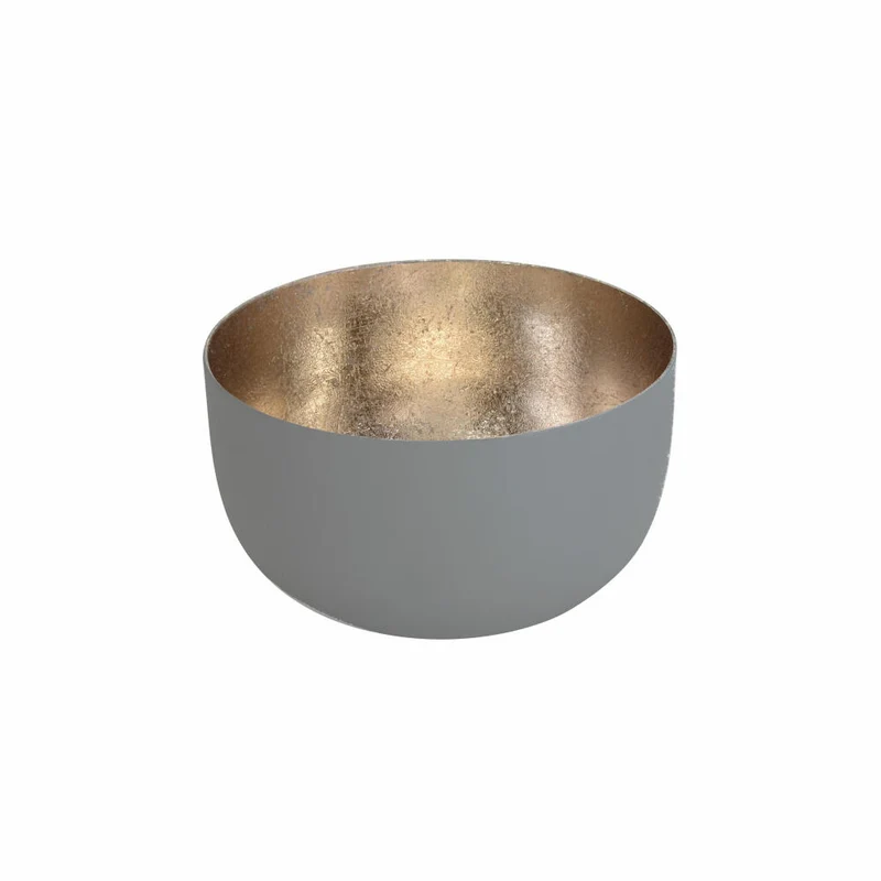 Gift Company Windlicht Madras S, Teelichthalter, Kerzenhalter, Eisen, Cool Grey / Gold, H 5 cm, 76734