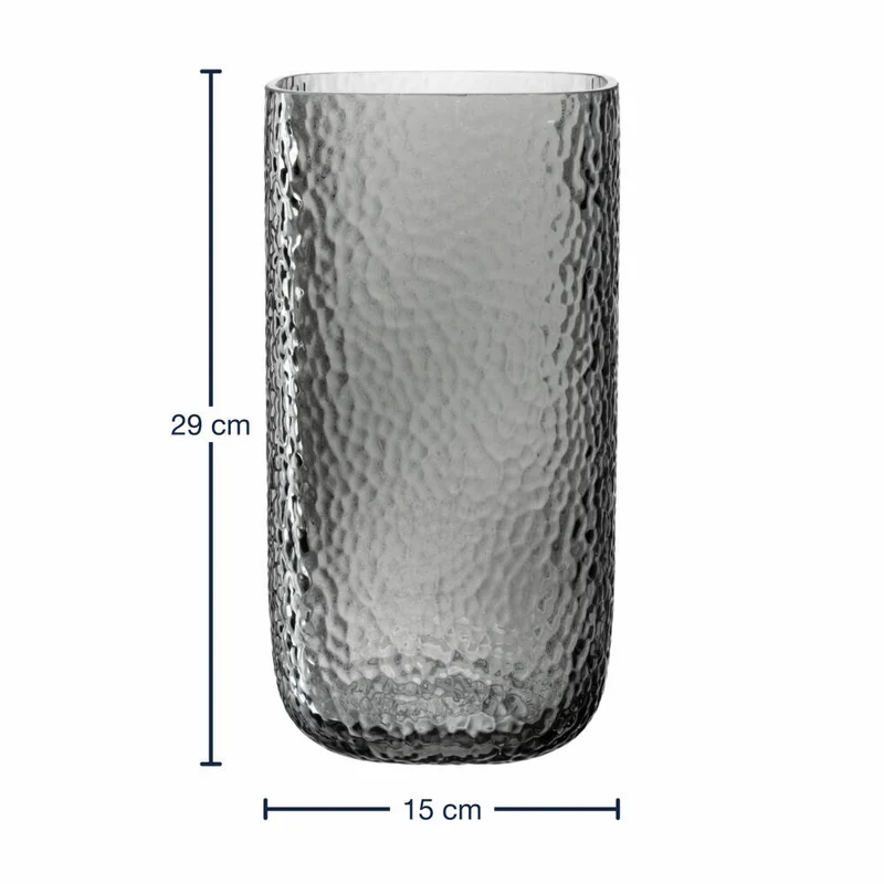 Leonardo Vase Martello, Dekovase, Blumenvase, Glas, Grau, H 29 cm, 033198