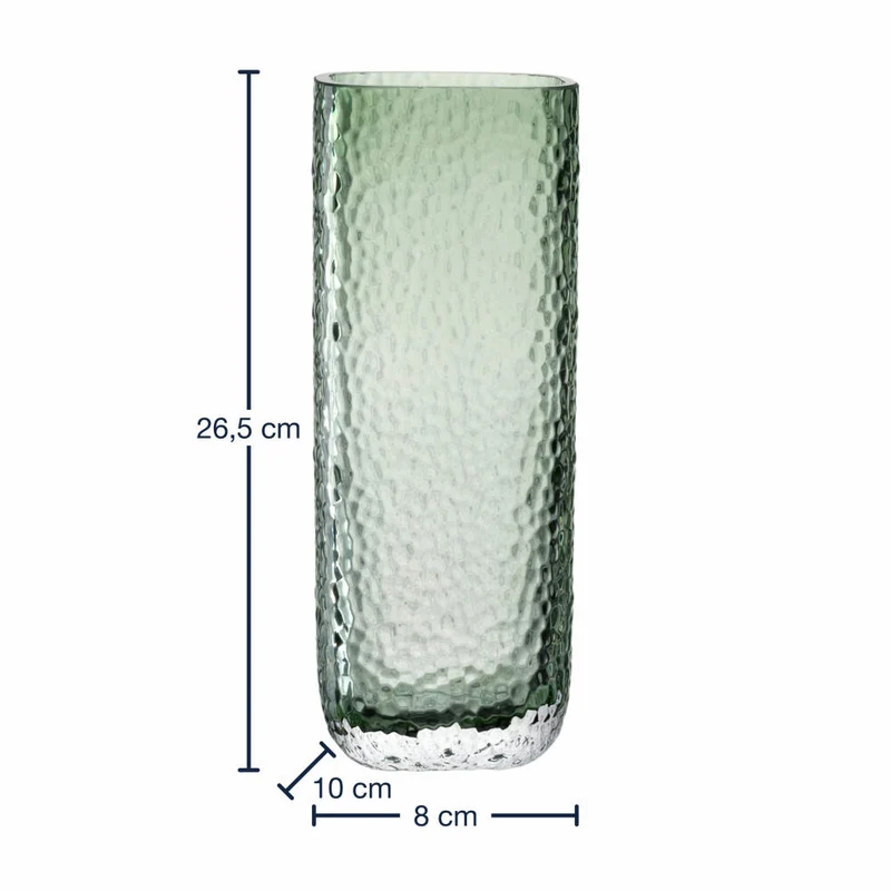 Leonardo Vase Martello, Dekovase, Blumenvase, Glas, Grün, H 26.5 cm, 033202