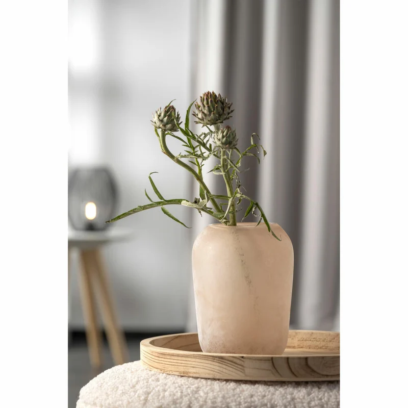 Leonardo Vase Trogolo, Blumenvase, Tischvase, Dekovase, Glas, Beige, H 22 cm, 033203