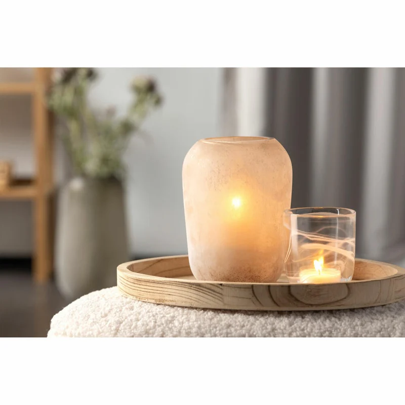 Leonardo Vase Trogolo, Blumenvase, Tischvase, Dekovase, Glas, Beige, H 22 cm, 033203