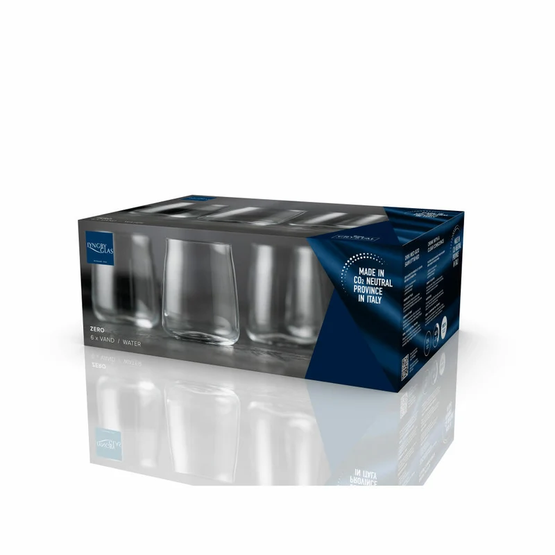 Lyngby Glas Wasserglas Zero 6er Set, Becher, Kristallglas, Transparent, 420 ml, 23793