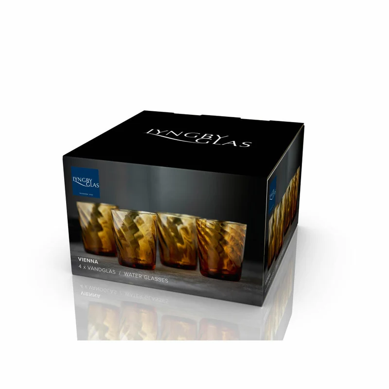 Lyngby Glas Wasserglas Vienna Amber 4er Set, Becher, Glas, Braun, 300 ml, 30190