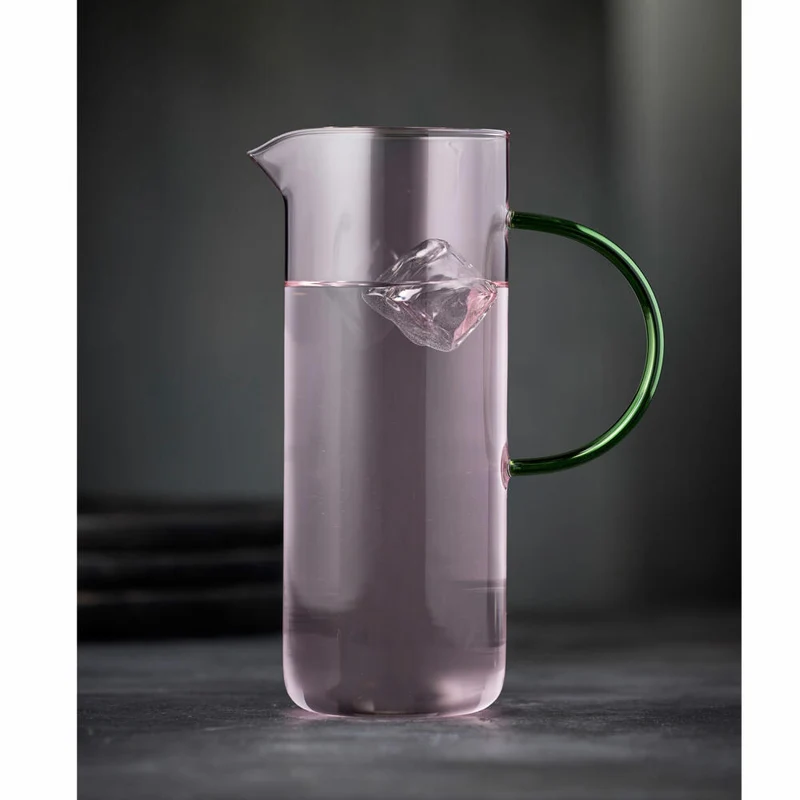 Lyngby Glas Glaskanne Torino, Krug, Pitcher, Glas, Pink, Grün, 1.1 L, 30194