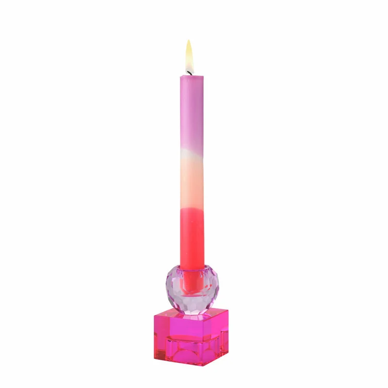 Gift Company Kerzenhalter / Teelichthalter Sari Kugel Cube, Kerzenständer, Glas, Hellila / Pink, H 8 cm, 1163001013