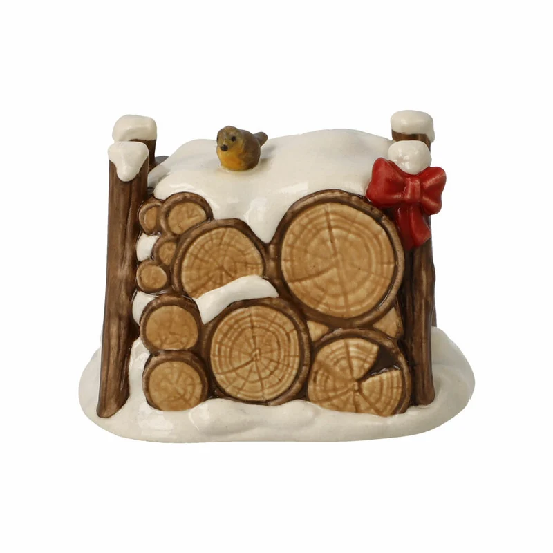 Goebel Figur Winterlicher Holzstapel, Steingut, Bunt, 5.5 cm, 66704641