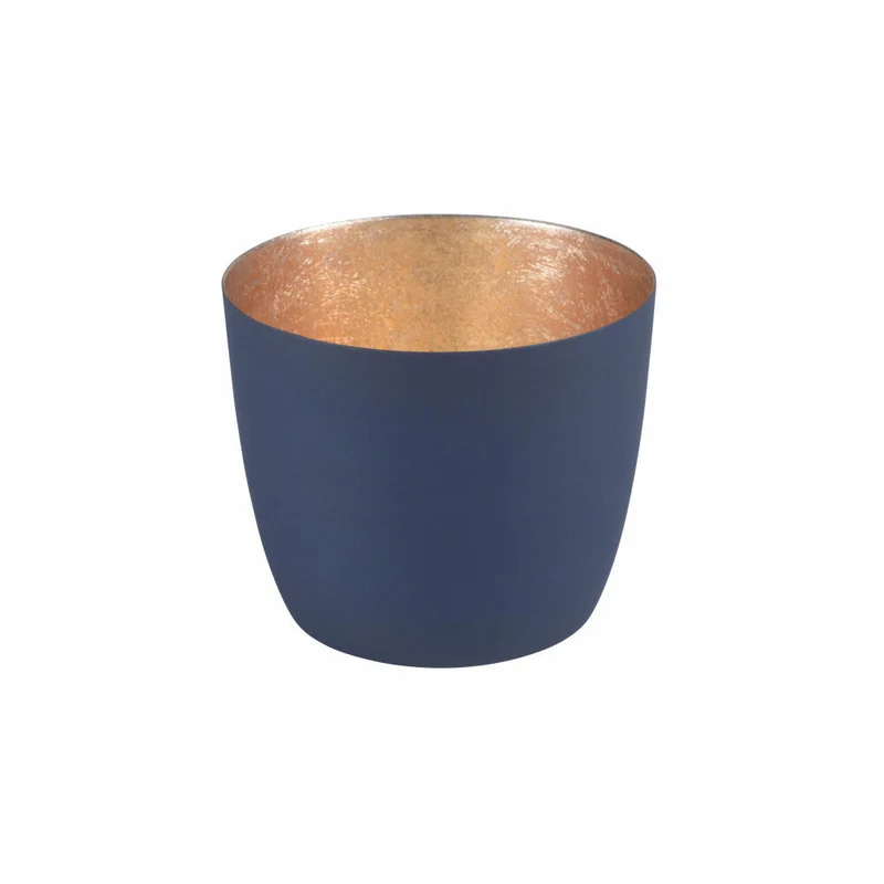 Gift Company Windlicht Madras M, Teelichthalter, Kerzenhalter, Eisen, Midnight Blue / Gold, H 8.5 cm, 77926