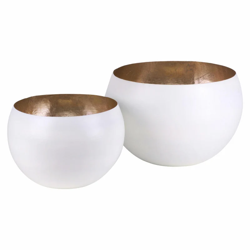 Gift Company Windlicht Madras XL, 2er Set, Kerzenhalter, Eisen, Weiß / Gold, 78212