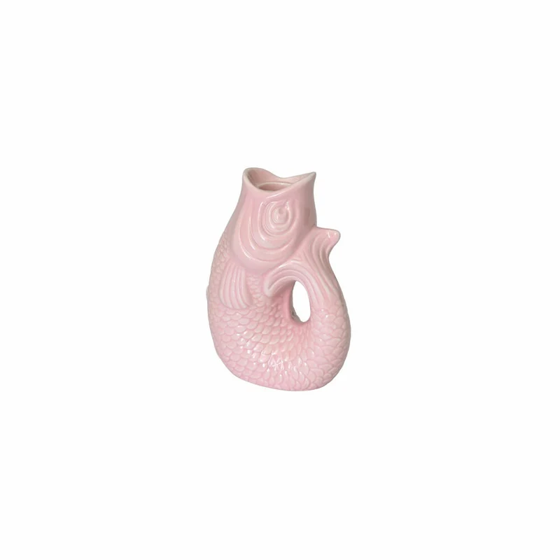 Gift Company Kerzenhalter Monsieur Carafon XS, Kerzenständer in Fisch-Form, Steingut, Sea Pink, H 12.7 cm, 1055302012