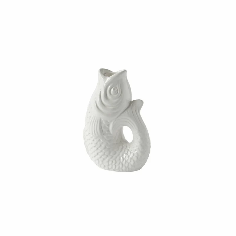Gift Company Kerzenhalter Monsieur Carafon S, Kerzenständer in Fisch-Form, Steingut, Weiß, H 16.2 cm, 1055303001